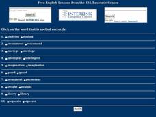 Spelling Quiz Worksheet