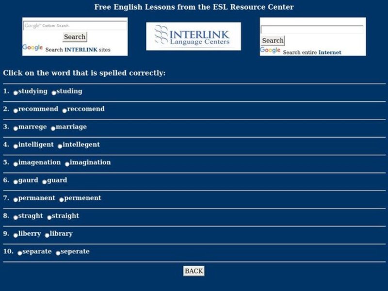 Spelling Quiz Worksheet