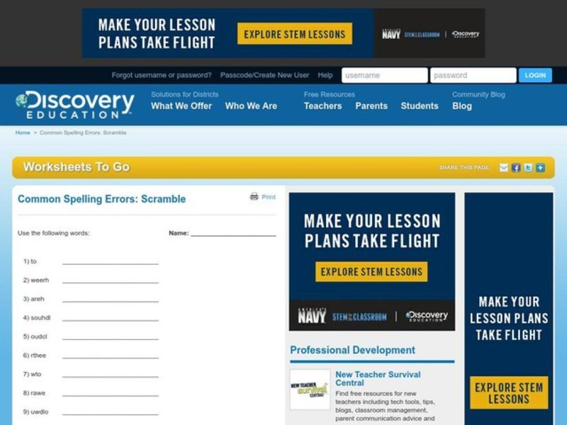 Spelling Scramble Worksheet