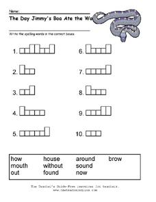 Spelling-"The Day Jimmy's Boa Ate the Wash" Worksheet