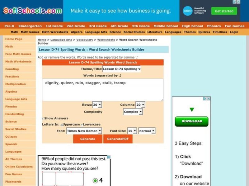 Spelling Words Worksheet