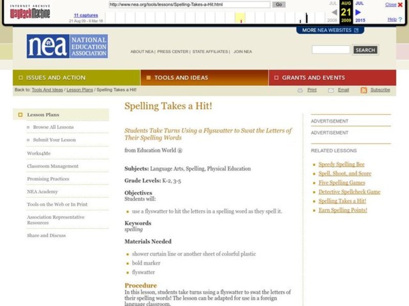 Spelling Takes a Hit! Lesson Plan