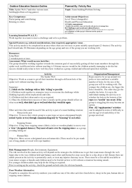 Spider Web Lesson Plan