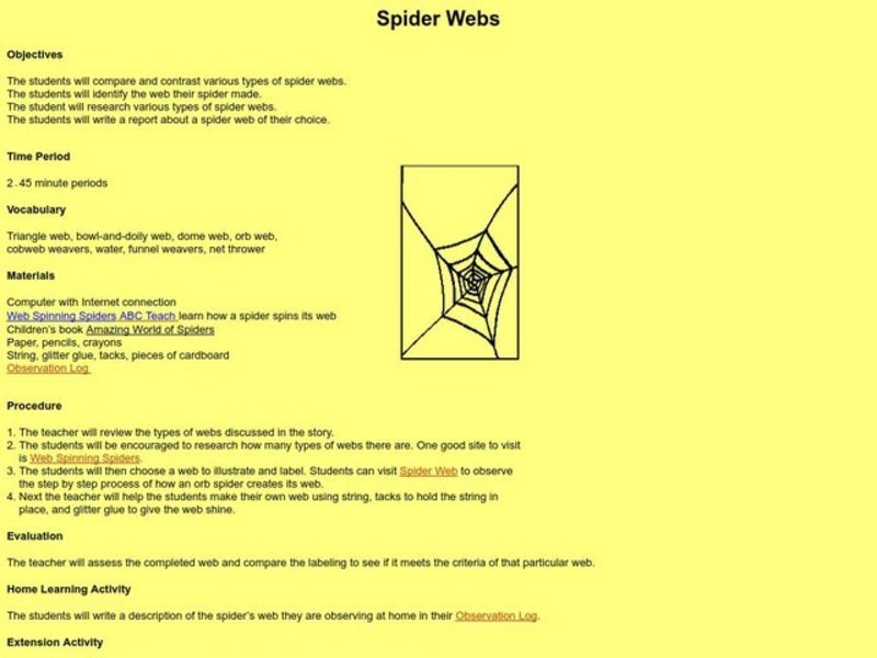 Spider Webs Lesson Plan