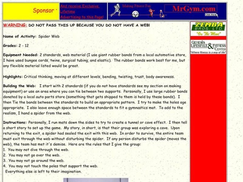 Spider Web Lesson Plan