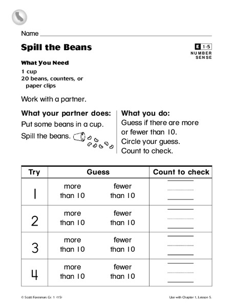 Spill the Beans Worksheet