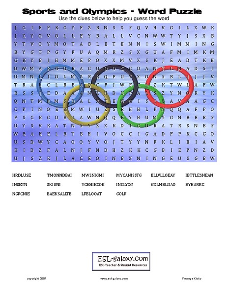 Sports and Olympics - Word Puzzle Lesson Plan