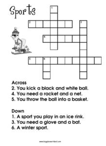 Sports Crossword Puzzle Worksheet