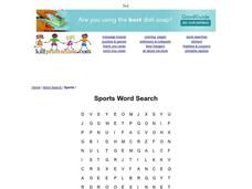 Sports Word Search Worksheet