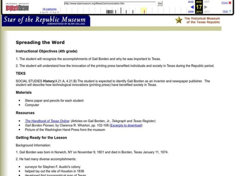 Spreading the Word Lesson Plan