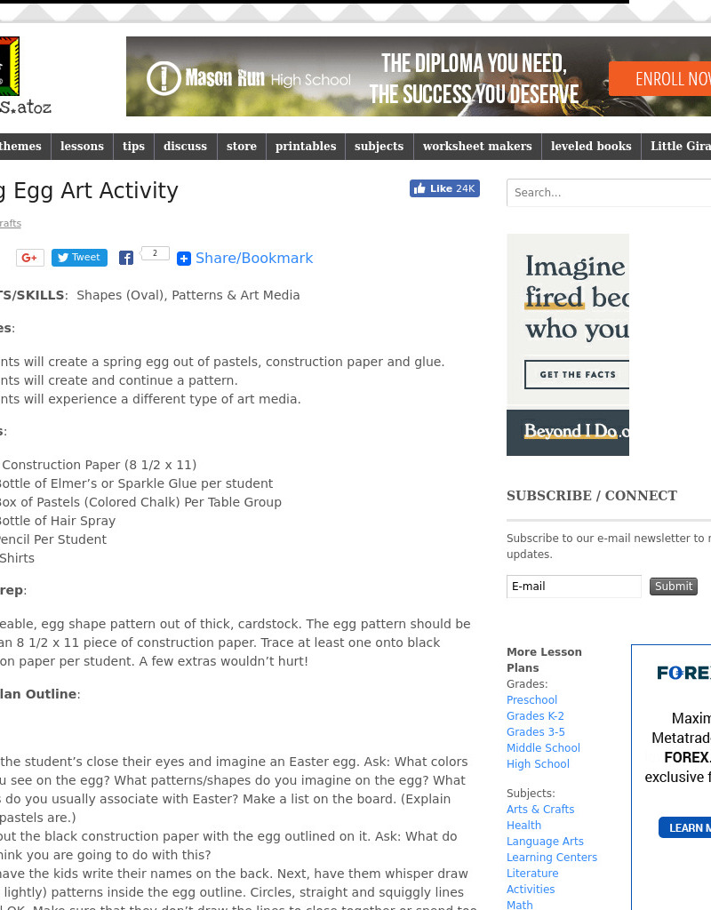 Spring Egg Lesson Plan