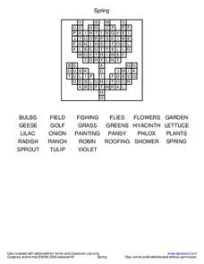 Spring Word Search Worksheet