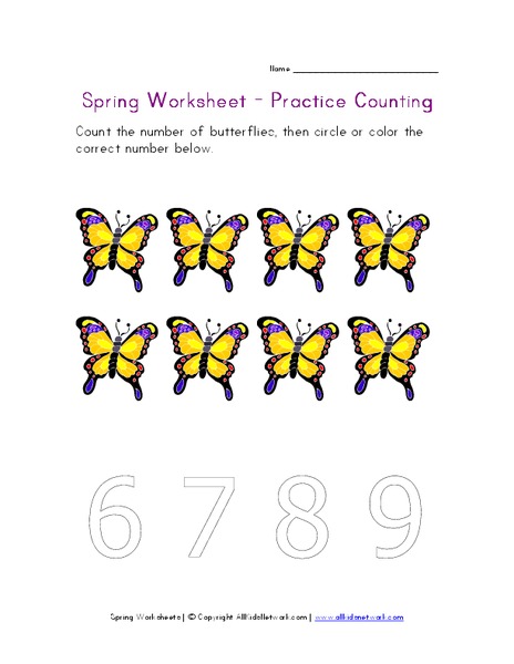 Spring Worksheet - Practice Counting Worksheet