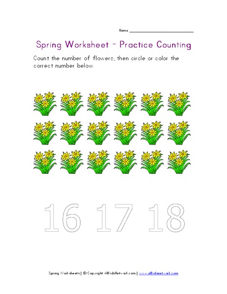 Spring Worksheet - Practice Counting Worksheet