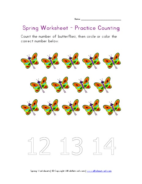 Spring Worksheet - Practice Counting Worksheet