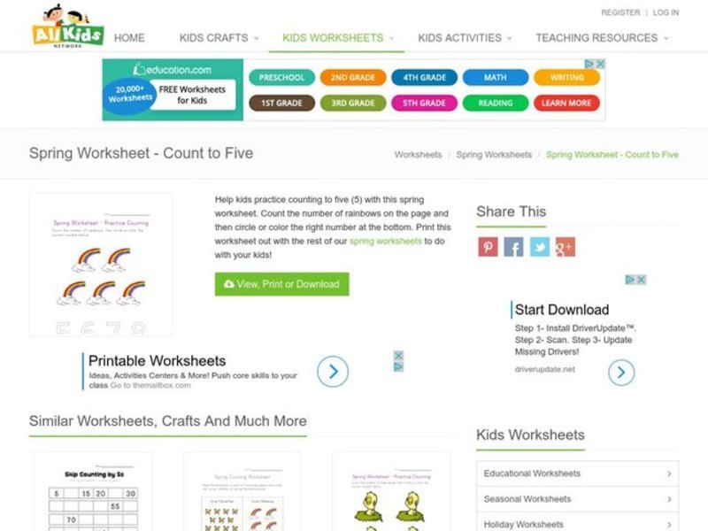 Spring Worksheet - Practice Counting Worksheet