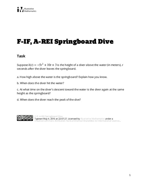 Springboard Dive Assessment