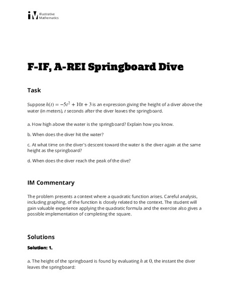 Springboard Dive Activity