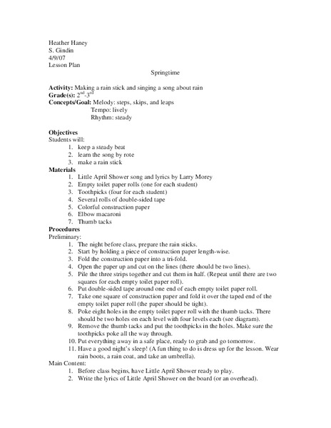 Springtime Lesson Plan