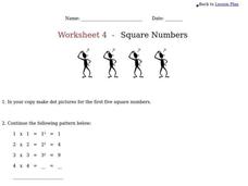 Square Numbers Worksheet