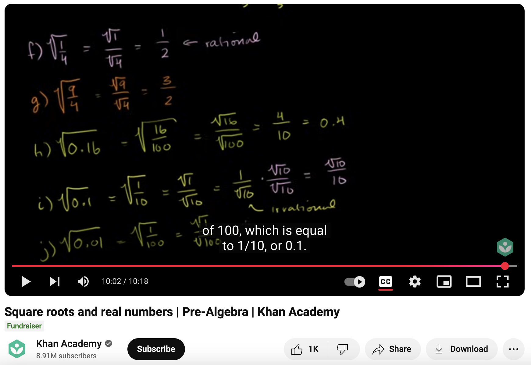 Square Roots And Real Numbers, Pre-Algebra Instructional Video