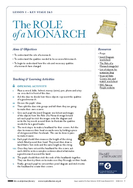 The Role of a Monarch (key stage 2 and 3) Lesson Plan