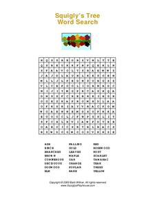 Squigly's Tree Word Search Worksheet