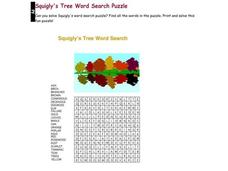 Squigly's Tree Word Search Worksheet