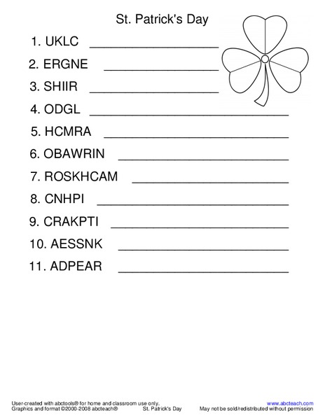St. Patrick's Day Worksheet