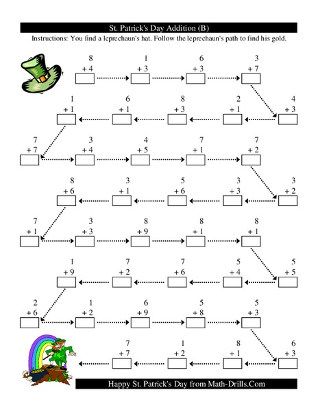 St. Patrick's Day Addition (B) Worksheet