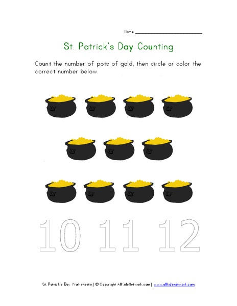 St. Patrick's Day Counting Worksheet