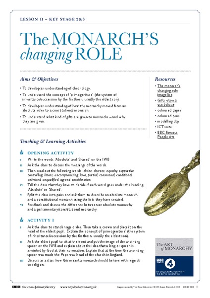 The Monarch's Changing Role Lesson Plan