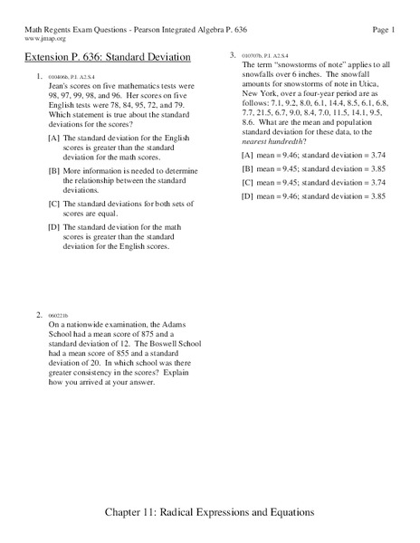 Standard Deviation Worksheet