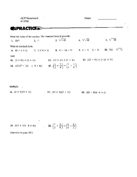Standard Form Worksheet