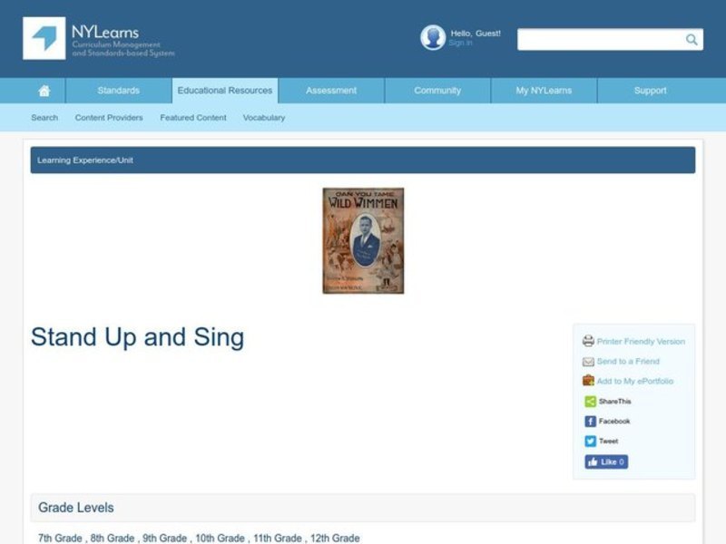 Stand Up and Sing Lesson Plan