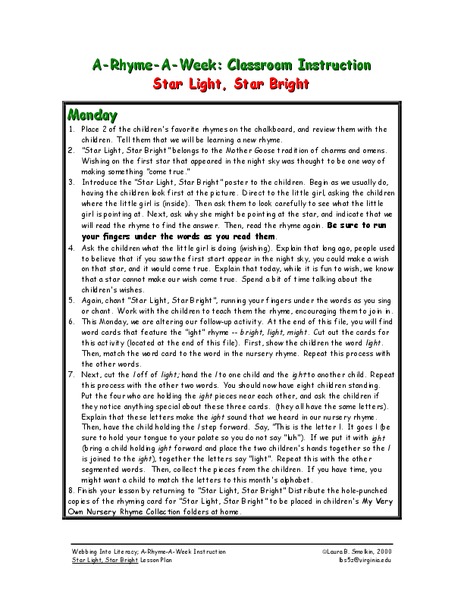 Star Light, Star Bright Lesson Plan