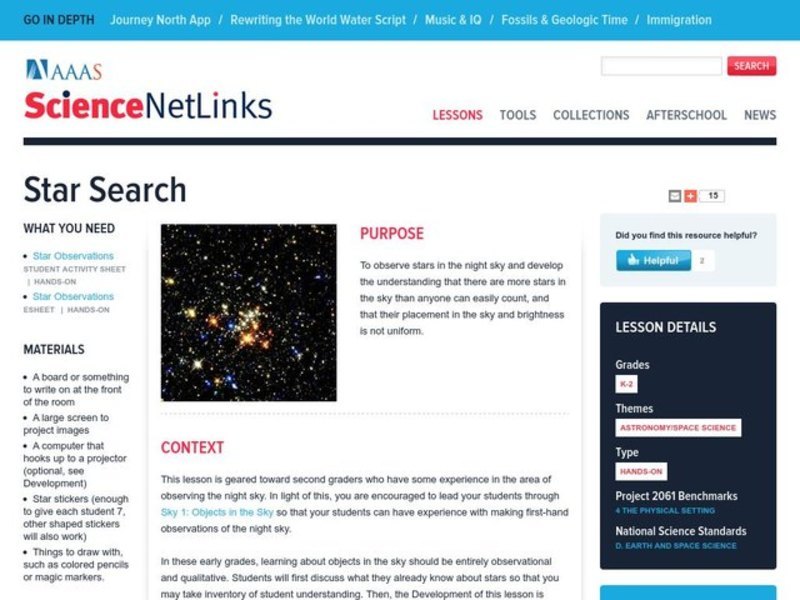 Star Search Lesson Plan