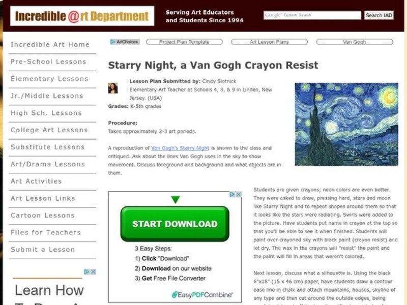 Starry Night Lesson Plan