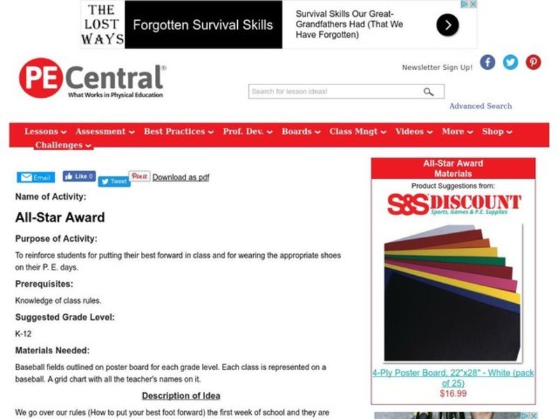 All-Star Award Lesson Plan