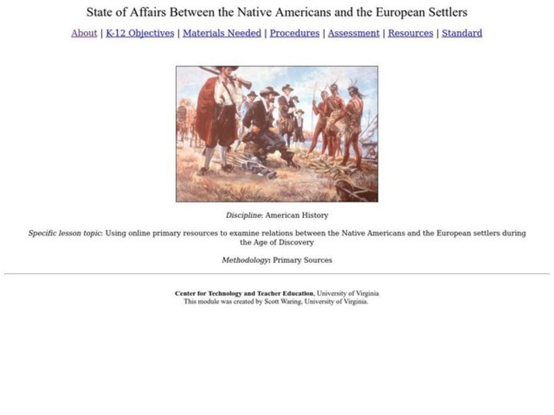 State of Affairs Between the Native Americans and the European Settlers Lesson Plan