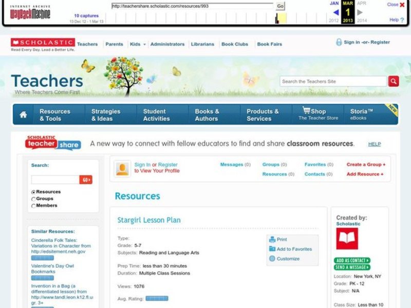 Stargirl Lesson Lesson Plan