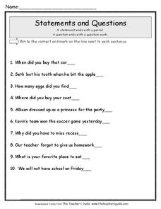 Statements and Questions Worksheet
