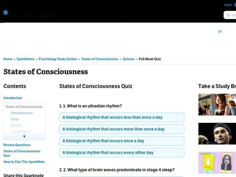 States of Consciousness Worksheet