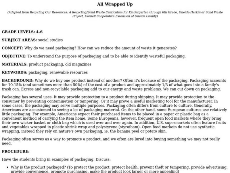 All Wrapped Up Lesson Plan