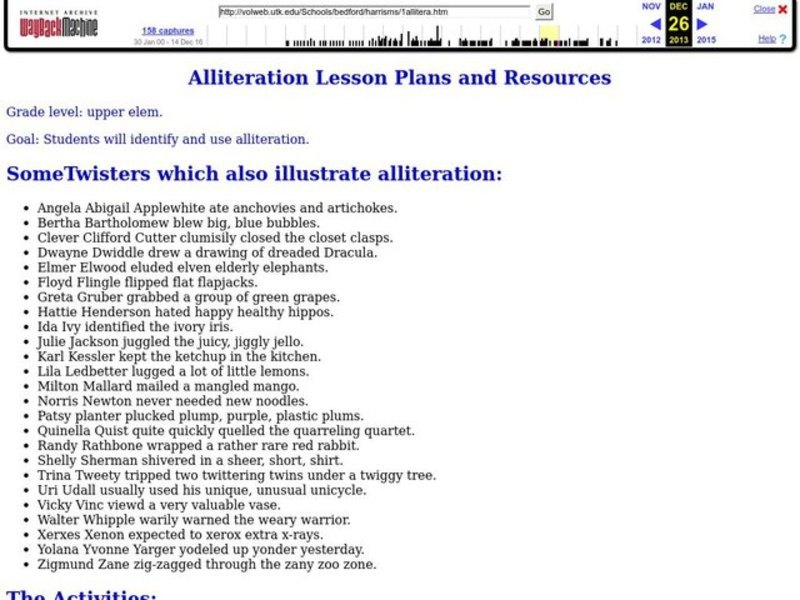 Alliteration Lesson Plan