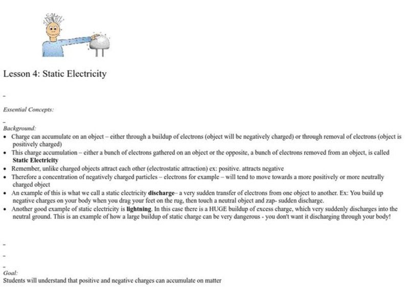 Static Electricity Lesson Plan