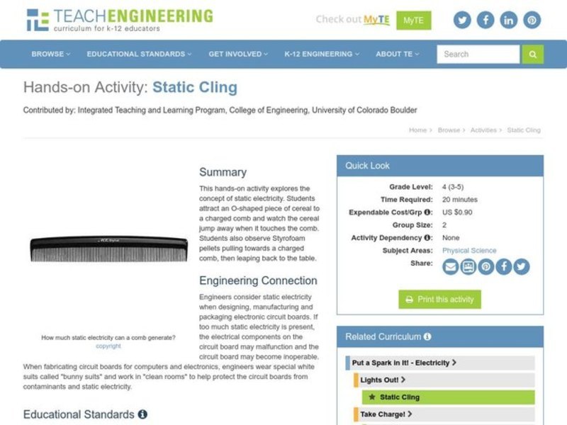 Static Cling Lesson Plan