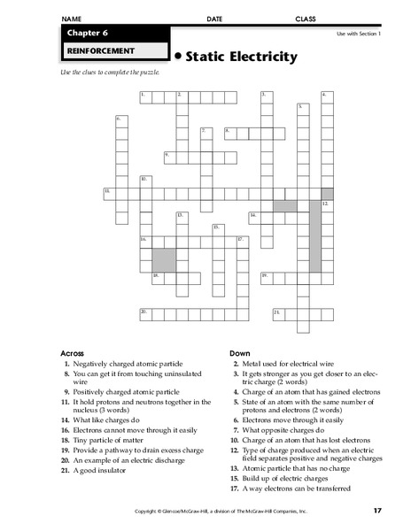 Static Electricity Worksheet