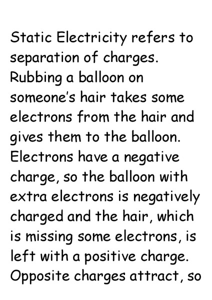 Static Electricity Worksheet