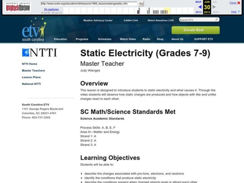Static Electricity Lesson Plan